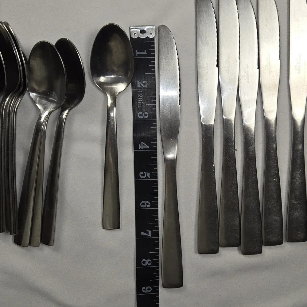 Gibson 34pc Flatware Set Stainless Steel Modern‎ Tapered Silverware Utensils